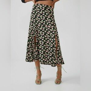 Zara Floral Print Midi Skirt